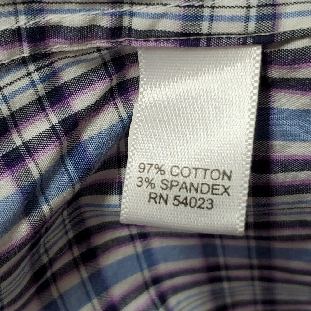 Banana Republic Mens Sz XL Purple Blue Slim Flex Tech Western Shirt Snaps